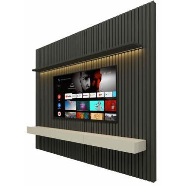 Imagem de Home Suspenso 2.3 Ripado com LED Nobre Grafite com Off White - Gelius 