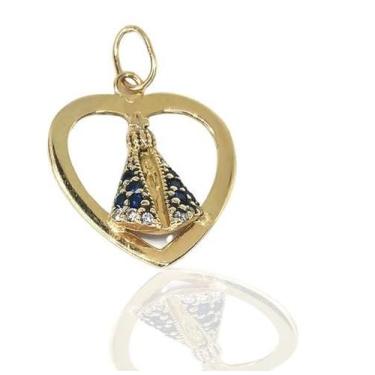 Imagem de Pingente de ouro 18k Coração Nossa Senhora Aparecida - Elegancy Joias
