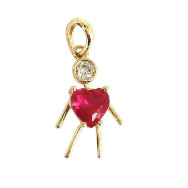 Imagem de Pingente de ouro 18k Filha com Pedras - Elegancy Joias