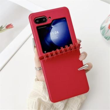 Imagem de Capa de telefone estilo caderno espiral para Samsung Galaxy Z Flip 6 5 4 3 Flip6 Flip5 Flip4 Flip3 5G Proteção de dobradiça Capa à prova de choque, vermelha, para Galaxy Z Flip 4