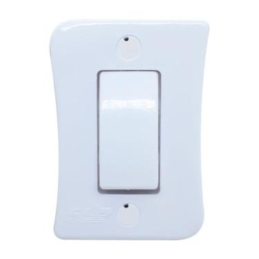 Imagem de Interruptor Simples 1 Tecla Sobrepor Externo Branco Com Espelho Linha 
