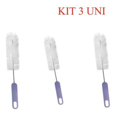 Imagem de KIT 3 Escova P/ Lavar Garrafas Cerveja Mamadeira Nylon 38 Cm - Shangri