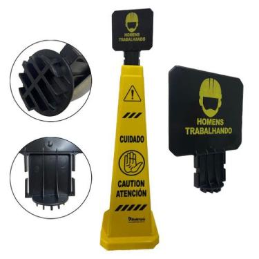 Imagem de Cone bralimpia cuidado homens trabalhando  sinalizaçao, CONE BRALIMPIA