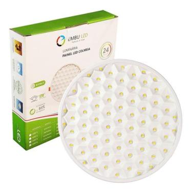 Imagem de Luminária Painel Led Colmeia Redondo 24W 17Cm Branco Quente - EMBULED