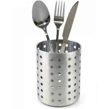Imagem de Porta Talher Escorredor Inox Redondo Vazado Pia Cozinha - Fx