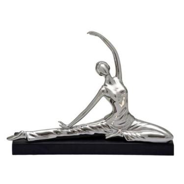 Imagem de Estatueta Mulher Ioga Prata Decorativa III - Mabruk