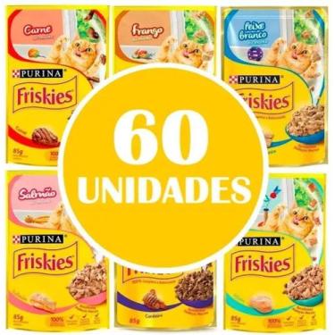 Imagem de Combo Escolha 60 Un Sachê Friskies 85g Ração Úmida P/ Gatos