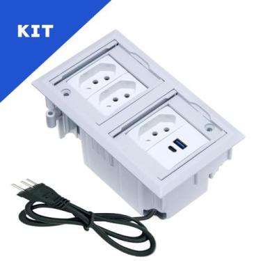 Imagem de Kit Caixas De Tomadas 4 Blocos 3 Tomadas 10A 2USB (1 TipoC) - CONNECT 
