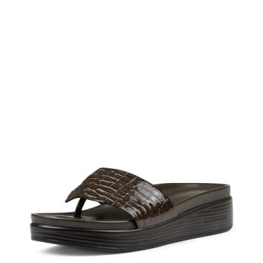 Imagem de Donald Pliner Sandálias femininas Fifi, sandálias femininas de verão, sapatos femininos, confortáveis sapatos casuais de bico aberto, Verde militar - Patente Crocco, 35