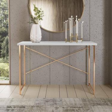 Imagem de Aparador Steel 90 Cm Estilo Industrial Com Pés Em Aço Cobre/branco