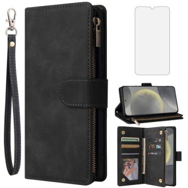 Imagem de Asuwish Compatível com Samsung Galaxy S24 Plus S24+ 5G capa carteira de vidro temperado protetor de tela e capa flip suporte para cartão, acessórios de celular, capas de telefone para S24plus 24S + S