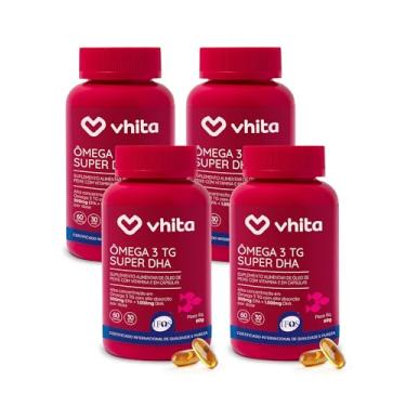 Imagem de Ômega 3 1000mg Rico em EPA DHA com Selo IFOS e Vitamina E - 60 cápsulas Vhita (4 unidades)