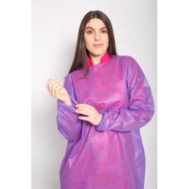 Imagem de 10 Avental Descartável Tnt Anvisa Manga Longa Gramatura 40 Roxo - DESC