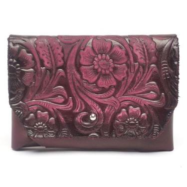 Imagem de Carteira Artesanal Feminina em Couro Vermelha Rustic Tote  Stoty - Pre