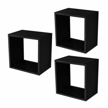 Imagem de Kit 3 Nichos Decorativo Quadrado Bp 31x31x15 Preto. - M A Sorprezo