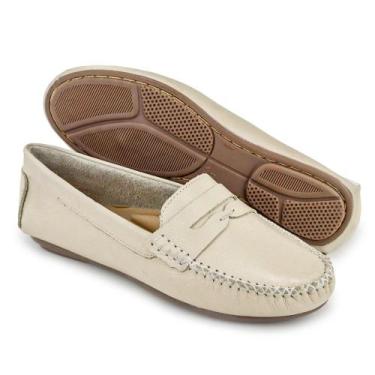 Imagem de Mocassim Feminino Casual Couro Legitimo Granado - 450 - Off White, 36