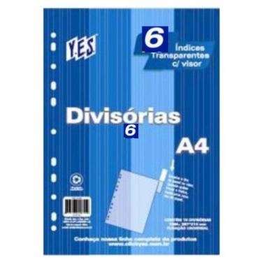 Imagem de Divisórias para Fichário Universitários 6 Índices Transparentes Colori