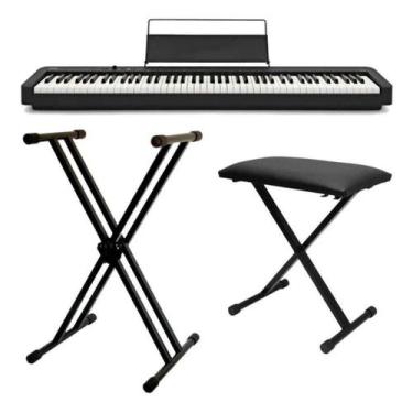 Imagem de Kit Piano Digital Casio CDP-S110 Bk 88 Teclas + Suporte Duplo X + Banq