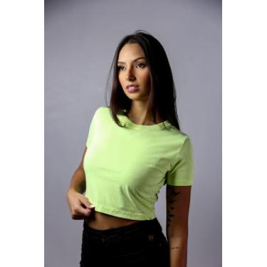 Imagem de Cropped 100% Algodão Premium Blusa Feminina - Urban, Verde neon, P