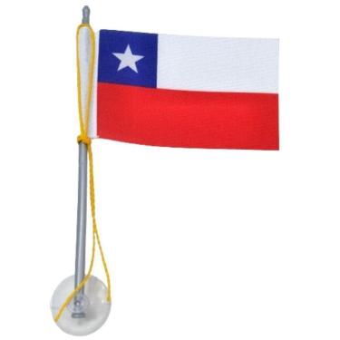 Imagem de Mini Bandeira Chile Com Ventosa Poliéster (5,5cm X 8,5cm) 15 Cm Mastro