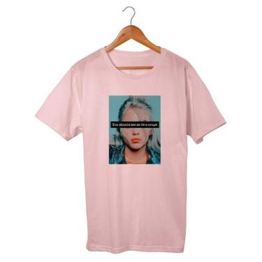 Imagem de Camisa Masculina Billie Eilish Foto Cantora Pop - SEMPRENALUTA, Rosa, 
