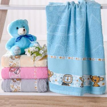 Imagem de Toalha de Rosto Infantil com Barra Ponto Cruz 45x55 - Bene Casa, Azul