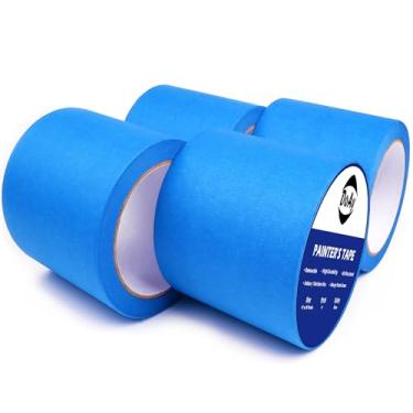 Imagem de DOAY Blue Painters Tape 10 cm x 30 jardas - Uso em várias superfícies - 120 jardas no total - 4 rolos