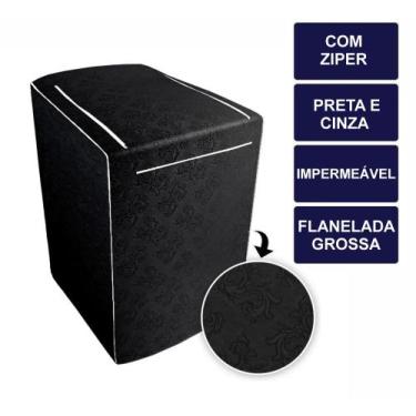 Imagem de Capa para Maquina de Lavar 6kg 7kg 8kg Preta e Cinza com Ziper Brastem