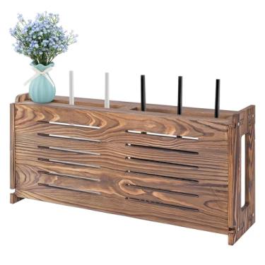 Imagem de Suporte de parede para roteador WiFi, caixa de armazenamento, cabo modem capa de roteador, régua organizada, gerenciamento de cabos, hider rack da Wood Need Assembly 66 x 25 x 13,7 cm (C x A x D) SSE