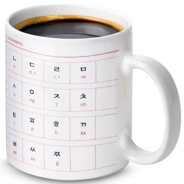 Imagem de BICETTO Kpop Merch - Alfabeto coreano, presentes coreanos, produtos Kdrama, presentes de drama coreano, presentes coreanos, copo BTS, caneca BTS, presentes de drama K, 340 g, elegante, durável, seguro