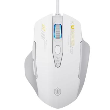 Imagem de Mouse com fio, mouse com fio USB com 6 botões clique silencioso ergonômico 1,5 m cabo USB mouse para jogos mouse silencioso clique 3200DPI mouse óptico para PC laptop (branco)