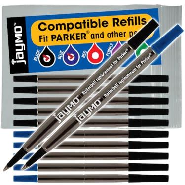 Imagem de Jaymo - Refil de caneta Parker Quink Rollerball compatível, 6 Black + 6 Blue