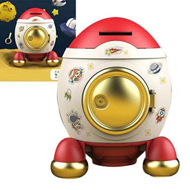 Imagem de Cofrinho Foguete Estilo Desenho Animado, Espaço para Economizar Dinheiro, Presente para Meninos e Meninas para Crianças (Ouro Rosa Romântico)