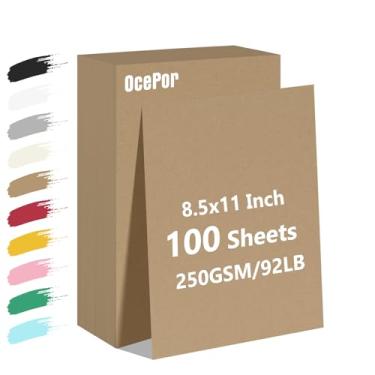 Imagem de 100 folhas de papel cartolina marrom, papel colorido para impressora 21 x 28, cartolina grossa para artesanato, scrapbook, impressão de escritório, convites, certificados, 41,7 kg/250gsm
