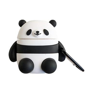 Imagem de Yatchen Capa para AirPod, capa para AirPods 1/2 capa fofa de desenho animado 3D Panda AirPod de silicone macio com chaveiro compatível com AirPods 2º 1º Kawaii capa de carregamento sem fio engraçada para mulheres meninas