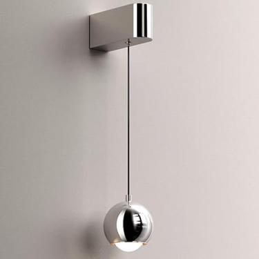 Imagem de Luminárias de parede de metal Nordic Creativity Simplicity Silver Ball Stairs Corredor Wall Spots Iluminação de três tons LED Light Source Wall Light para sala de estar Bar Quarto (prata)