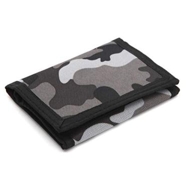 Imagem de Carteira de Camuflagem RFID Carteira de Nylon Tripla Carteira para Homens, Mini Bolsa de Moeda Tripla com Zíper para Crianças, Cinza, Small
