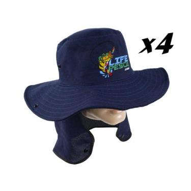 Imagem de Kit 4 Chapéus Com Protetor De Nuca LIFE PESCA - Várias Cores, Azul mar