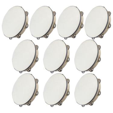 Imagem de Kit 15 Pandeiros Redondo de Madeira 10" Pele Natural New York