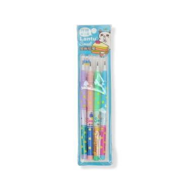 Imagem de Kit 4 Lapiseiras Troca Ponta Sweet Bolinhas - Lantu, Azul