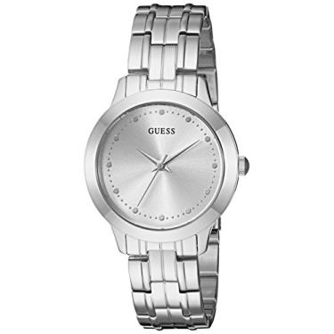 Imagem de GUESS Relógio clássico de 30 mm, Prateado, NS, GUESS Relógio feminino de aço inoxidável polido pequeno