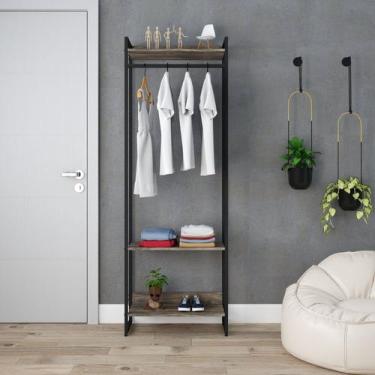 Imagem de Estante Closet Arara Industrial 3 Prateleiras 187x60cm Dynamica Yescas