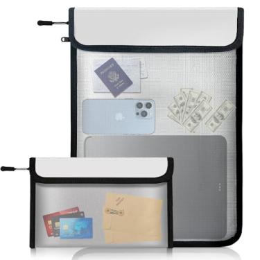 Imagem de Bolsa de documentos à prova d'água à prova de fogo com proteção °C, dois bolsos atualizados, tiras refletivas | 2 tamanhos (12,7 x 20,3 cm e 28 x 38 cm) | Bolsa certificada contra incêndio para