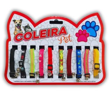 Imagem de Kit 10 Coleira Para Gato Pet Com Guizo Sininho Anti Enforcamento Ajustavel