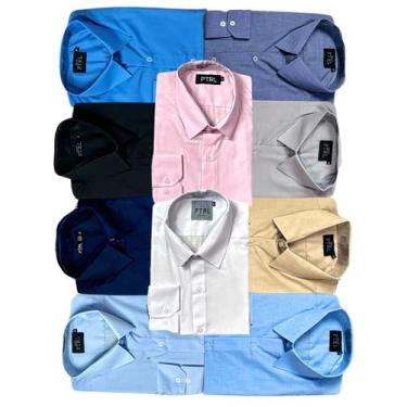 Imagem de KIT 10 peças - Camisa Social Manga Longa Slim e Tipo Linho (sem vinho)