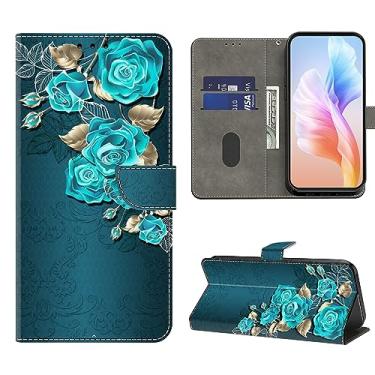 Imagem de VODEFOX Capa compatível com iPhone 16E com suporte para cartão, capa protetora de couro PU flip folio para iPhone 16E / SE 2025 / SE4 capa carteira - rosa azul