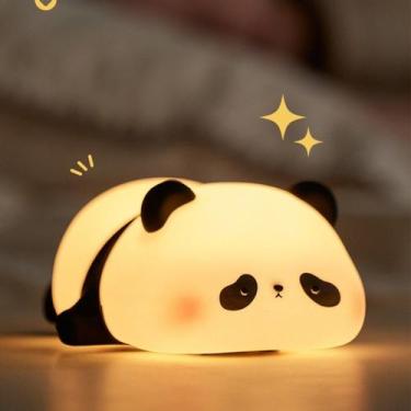 Imagem de Luminária De Silicone Panda Fofo Noturna Sensor De Toque Recarregável 