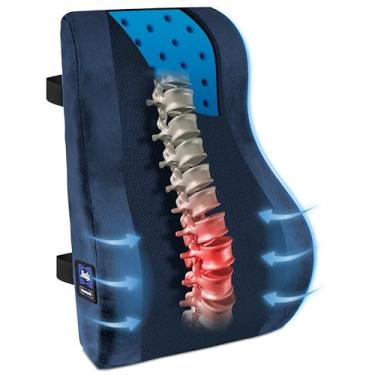 Imagem de Sealy Almofada de suporte lombar de espuma viscoelástica para cadeira de escritório ou cadeira de jogos, almofada ortopédica para assento de carro, azul marinho