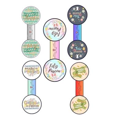 Imagem de Adesivo Lacre Pascoa Sacola Personalizado Presente Embalagem Artesanal 6cm Kit Conjunto