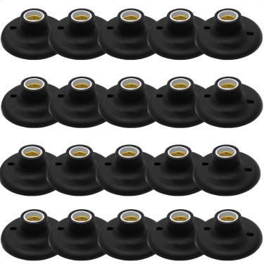 Imagem de Kit 20 Plafons Taschibra Porcelana Redondo E27 Bivolt Preto